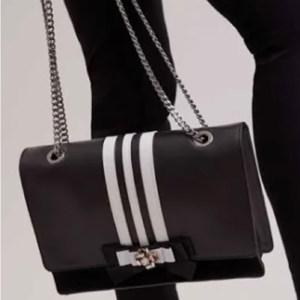ANNE FONTAINE BLACK / WHITE ONIGHT CRYSTAL EMBELLISHED CALFKSIN LEATHER AND SUED